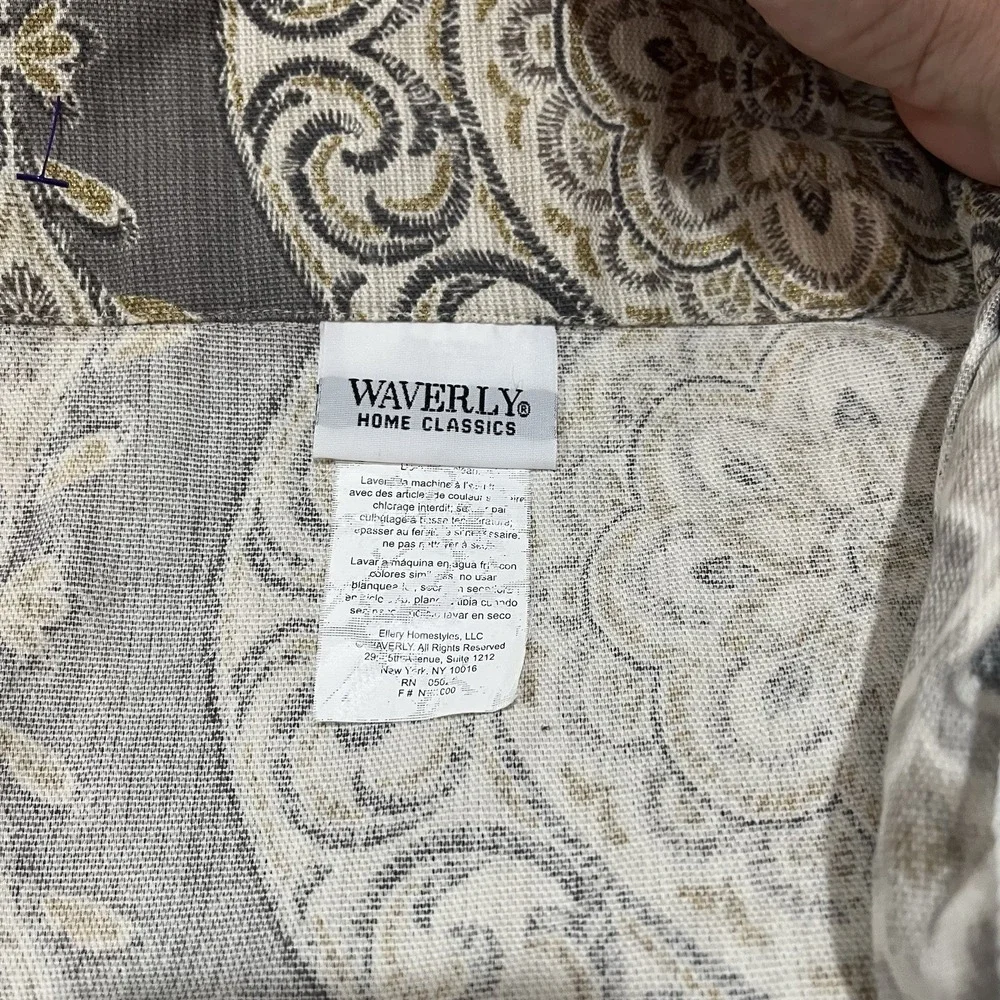 Waverly Moonlight Medallion Gray Golden Pleated‎ Valance 70x29